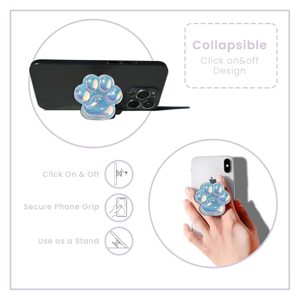 ZORBES® Cute Cat Paw Phone Grip 3D Phone Grip Retractable Self Adhesive Phone Grip Crystal Blue 3D Jelly Cat Paw Phone Grip Mobile Phone Grip Stand Holder ZORBES® Cute Cat Paw Phone Grip 3D Phone Grip Retractable Self Adhesive Phone Grip Crystal Blue 3D Jelly Cat Paw Phone Grip Mobile Phone Grip Stand Holder